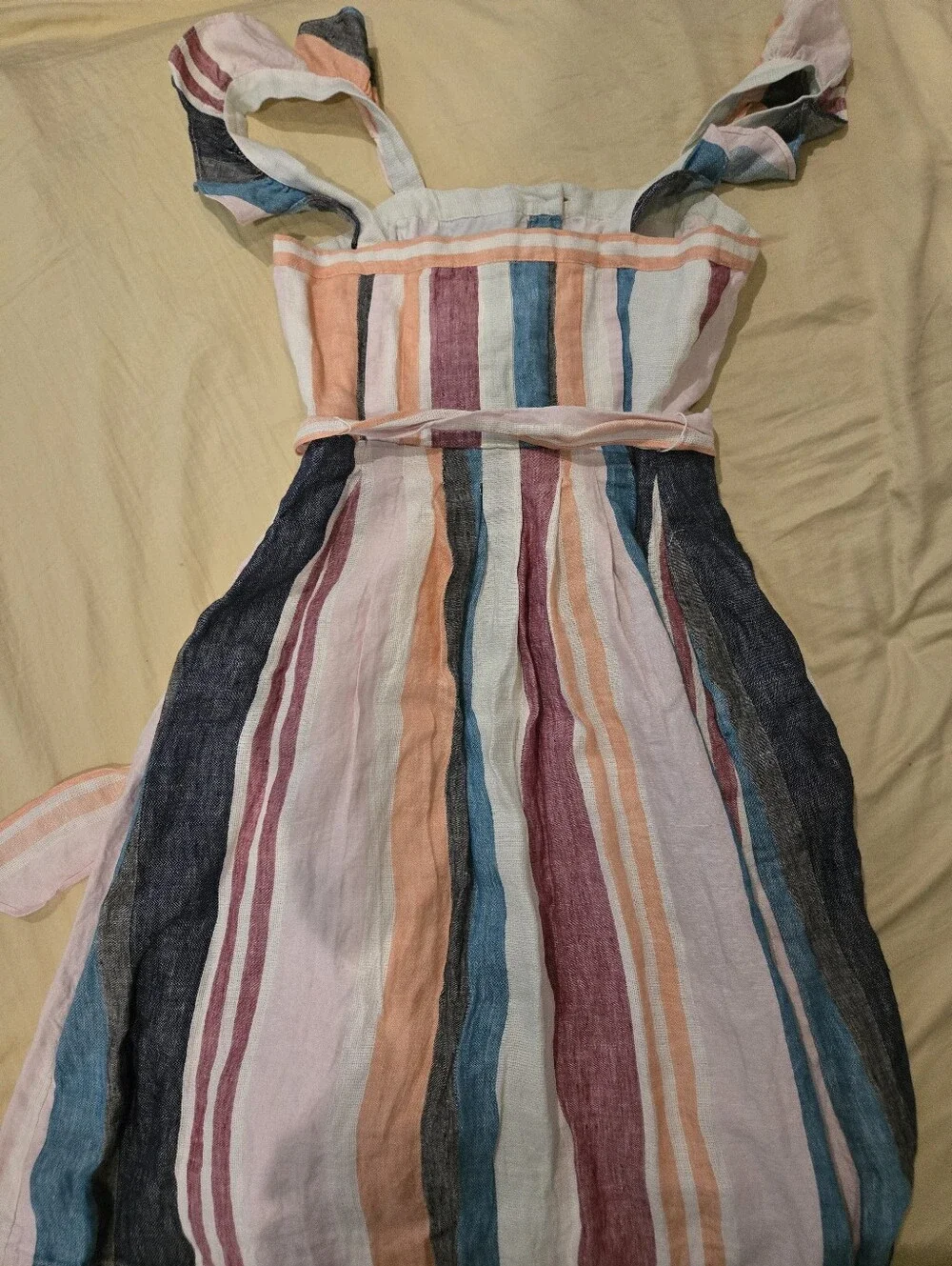 J Crew Striped Button-Front Midi Dress in Pastel Multi 0 NWT